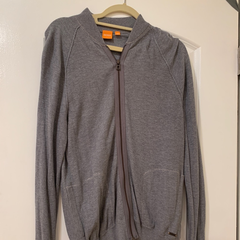 Hugo Boss Grey zip up sweater